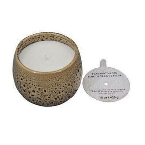 Teakwood Fig Scented Candle by Ashland Ceramic Spotted Bowl Candle 15oz